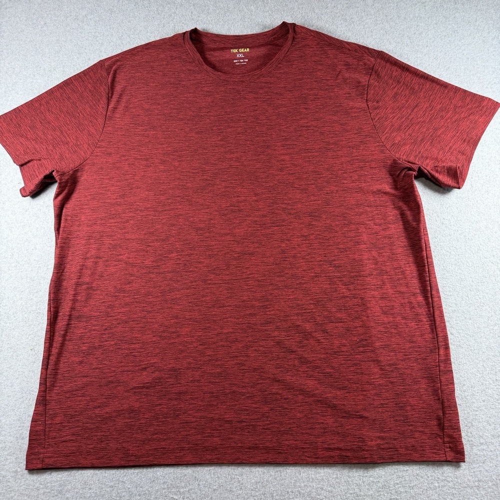 Tek Gear Mens XXL T Shirt Red Heathered Gym Athleisure Performance Short Sleeve
